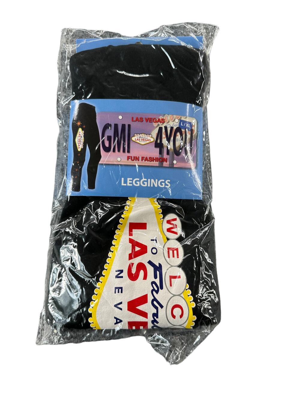 New NWT Las Vegas Nevada Black graphic Leggings Women's Size Large/XL